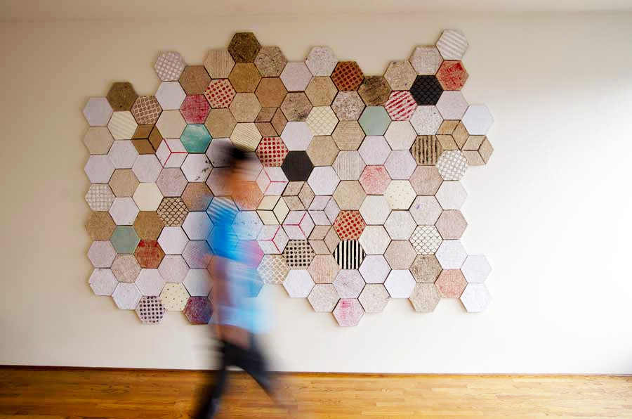 Dear Human's hexagonal recycled paper tiles Wallpapering
