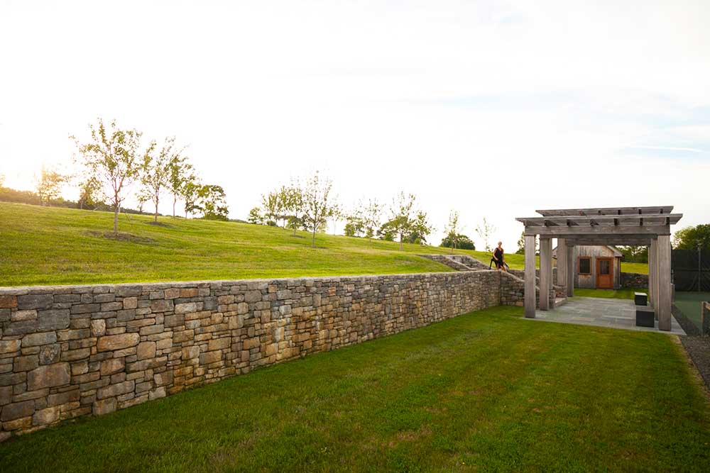 Janice Parker Landscape Architects, florishing gardens, Modern Barn House, apple orchard, infinity pool, wooden clad, Malus Sargentii, Connecticut, old farm
