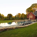 Janice Parker Landscape Architects, florishing gardens, Modern Barn House, apple orchard, infinity pool, wooden clad, Malus Sargentii, Connecticut, old farm