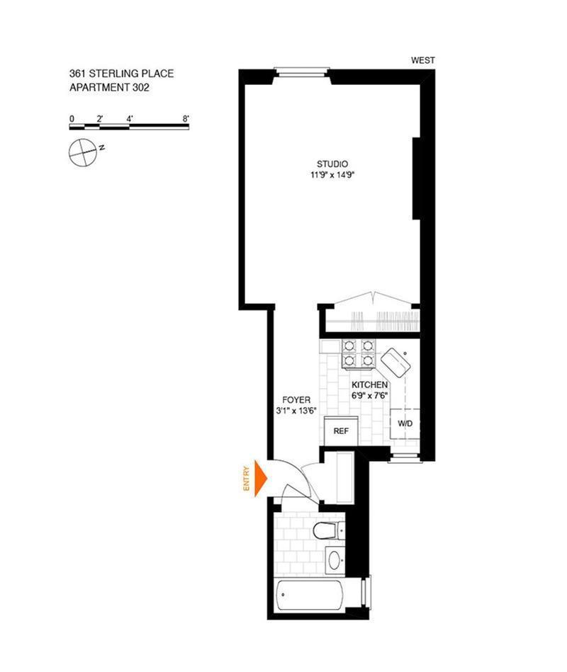 361 Sterling Place, studio, prospect heights, floorplan