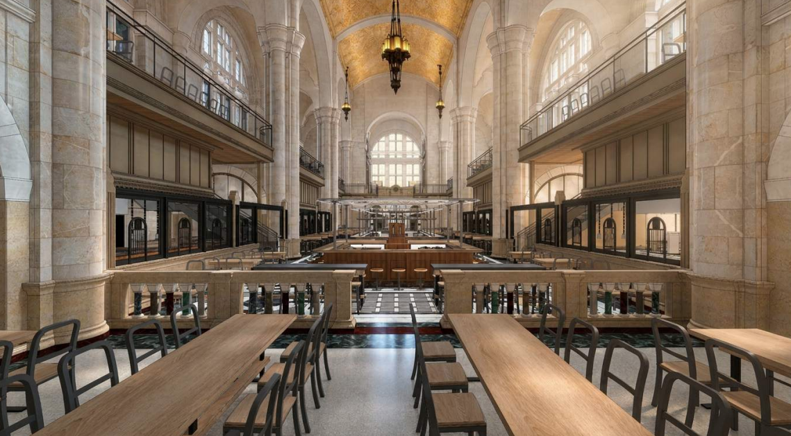Upscale food hall will open in the landmarked hall of Brooklyn’s Williamsburgh Savings Bank Tower