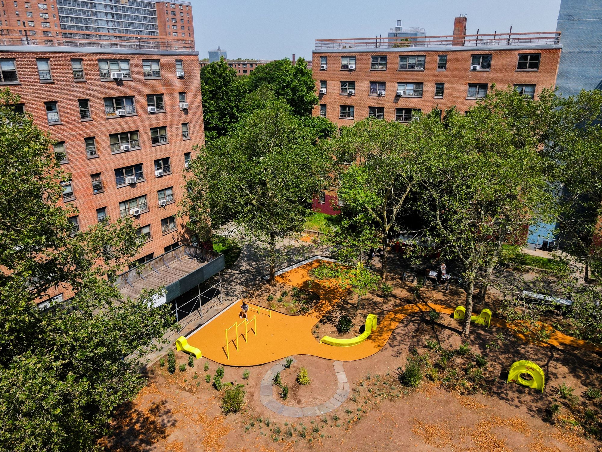 This Brooklyn playground features paths made of recycled wine corks from NYC restaurants