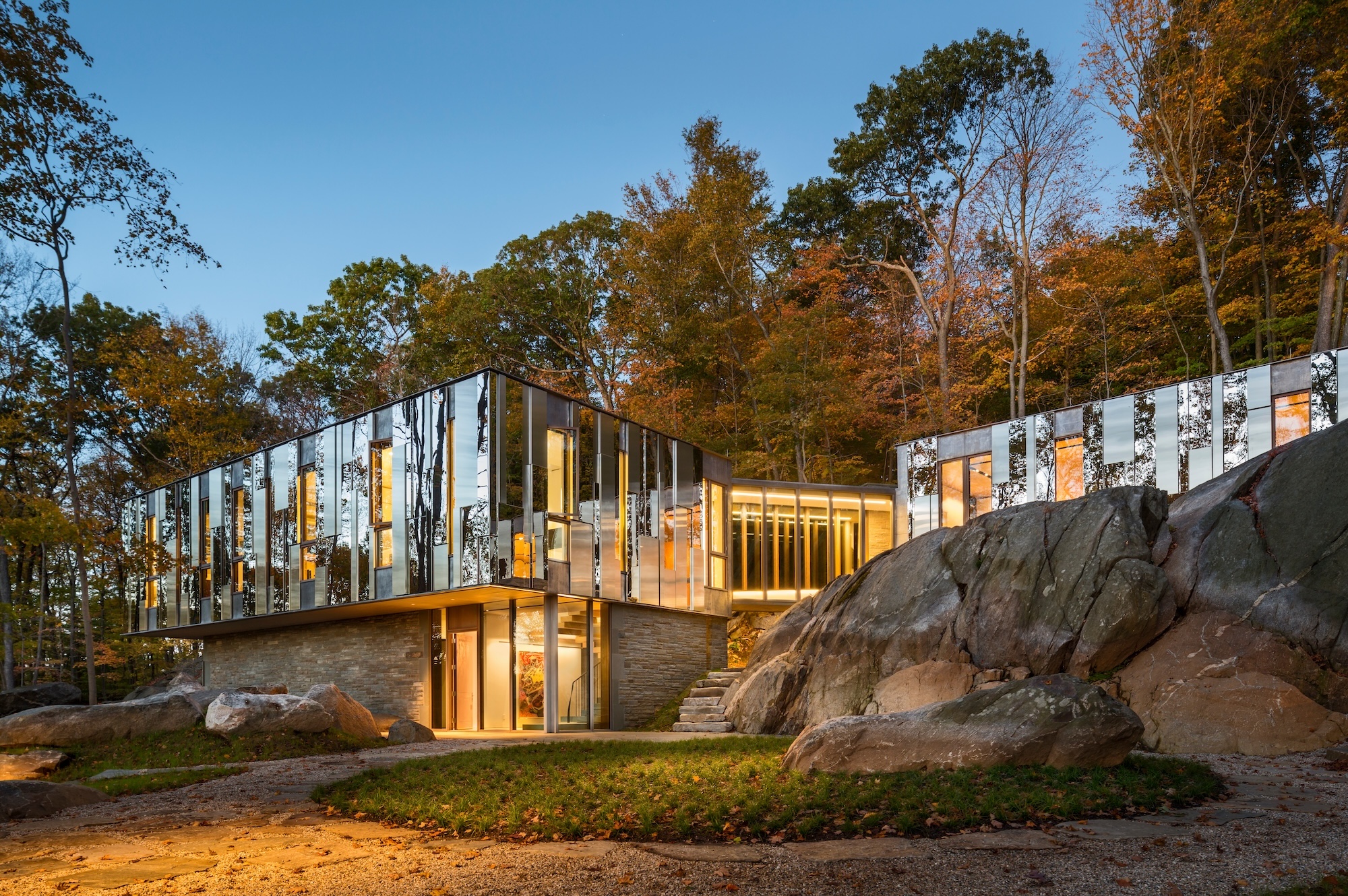This $15M Westchester home is a work of modern architecture that reflects the surrounding forest