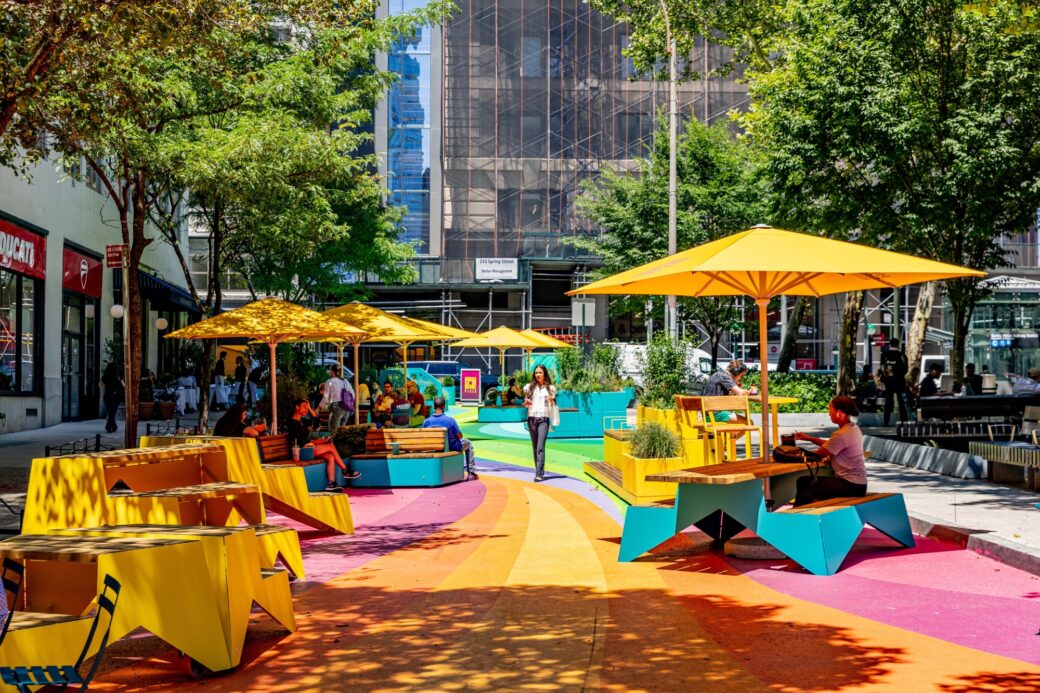 Hudson Square gets a colorful pedestrian plaza