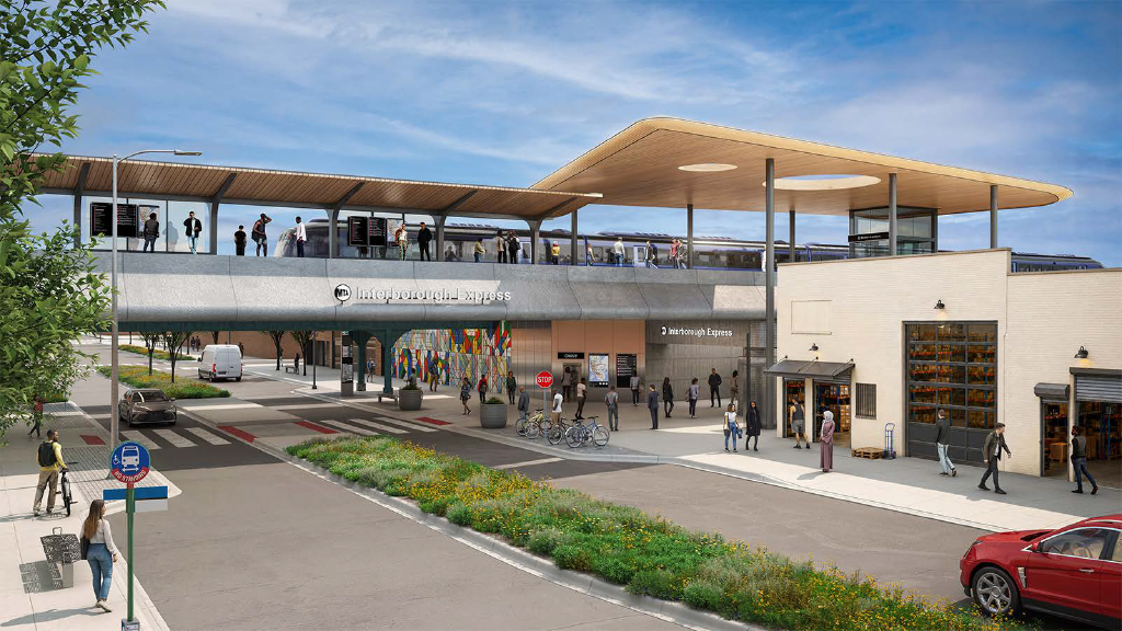 New Interborough Express renderings show modern stations for proposed rail line between Brooklyn and Queens