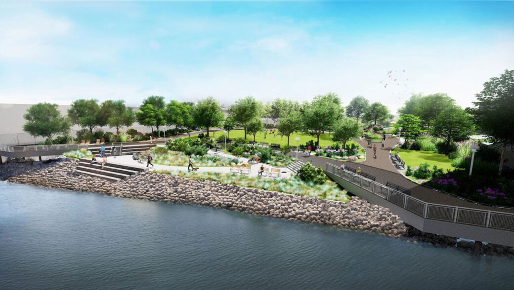 A long-promised waterfront park in Greenpoint is finally taking shape